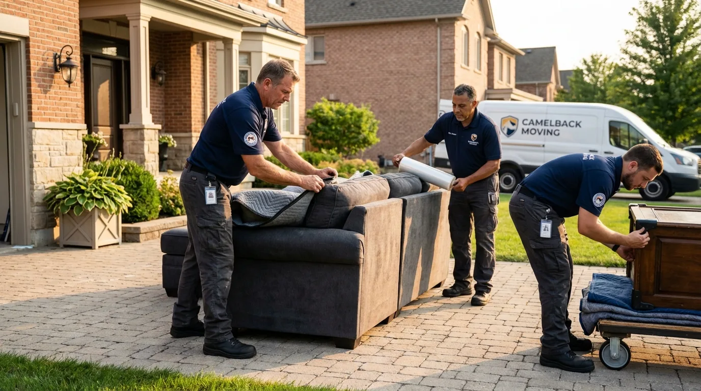 Large estate moving crew wrapping furniture in Fairfield, CA